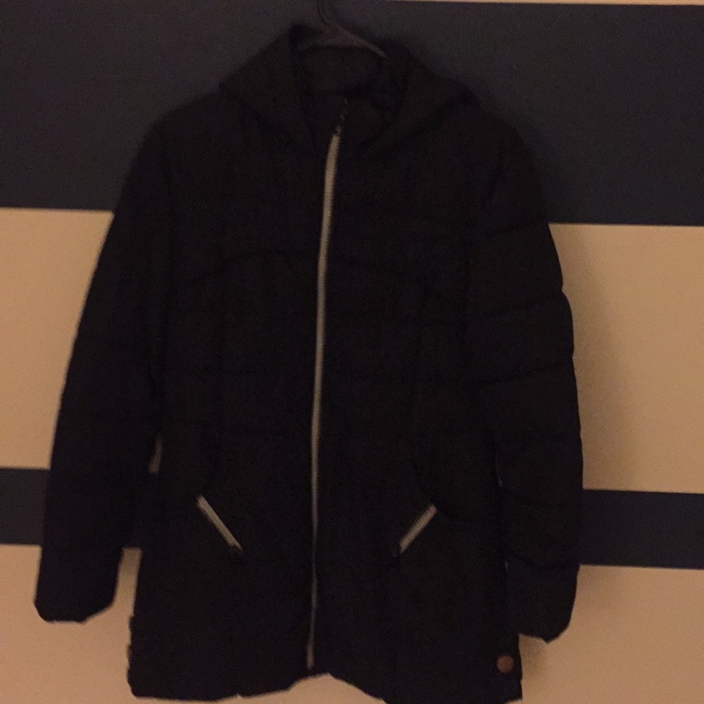 Puff coat with hood black large